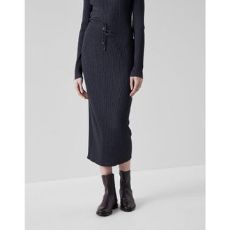 Brunello Cucinelli WomenS Night Sky Wool Silk Knit Midi Skirt, Size M