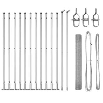 Berkfield Home Welded Wire Fence with 13 Flanged Posts 1x25 m Galvanised Steel in Silver