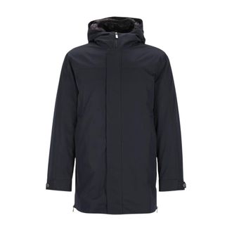 Corneliani Lange Donsjas - Heren - Mantels - Blauw - Maat: 2XL Leer
