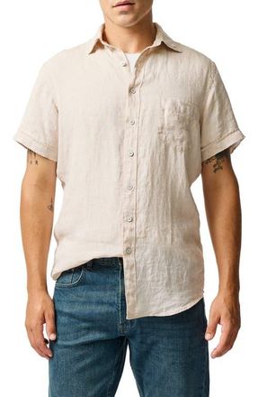 Rodd & Gunn Palm Beach Sports Fit Short Sleeve Linen Button-Up Shirt in Natural at Nordstrom, Size Small