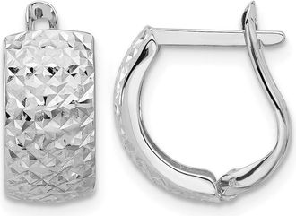 Diamond2Deal 14K Gold Polished and Diamond-cut Omega Back Earrings
