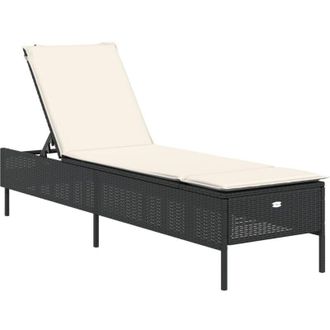 vidaXL Tumbona Con Coj&iacute;n Rat&aacute;n Sint&eacute;tico Negro Vidaxl