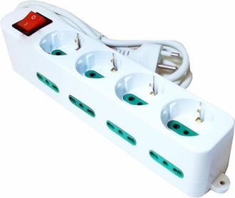 Trade Shop Trade Shop - Regleta De 12 Clavijas 4 Tomas Schuko Interruptor De Seguridad