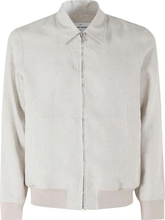 Gran Sasso Giubbino Zip Lino Cotone - Heren - Bomber jackets - Beige - L - Katoen - Jassen