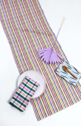 Archive New York Valentina Rainbow Striped Handwoven Cotton Table Runner at Nordstrom, Size Medium