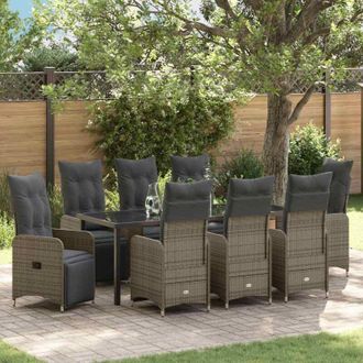 vidaXL Conjunto De Comedor De Jard&iacute;n 9 Pcs Beige Rat&aacute;n Sint&eacute;tico Vidaxl