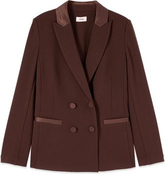 Oltre Dubbele rij knopen blazer met bedekte knopen - Dames - Blazers - Bruin - 2XL - Polyester - Jassen