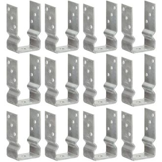 vidaXL Anclajes De Valla 12 Uds Acero Galvanizado Plateado8x6x15 Cm Vidaxl