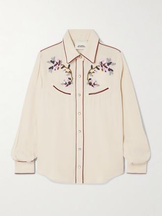 Isabel Marant Camicia Profilata In Cady Con Decorazioni Yzea - Ecru