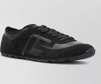 Balmain round toe silk nylon low sneakers