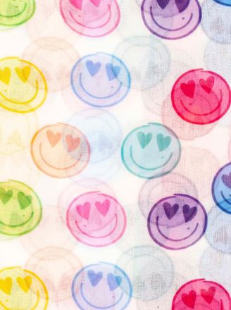 Zwillingsherz Schal ZWILLINGSHERZ Smiles, Damen, wei&szlig;, Web, Obermaterial: 100% Polyester, Modet&uuml;cher Schal, transparenter Look, fr&ouml;hliche Gesichter