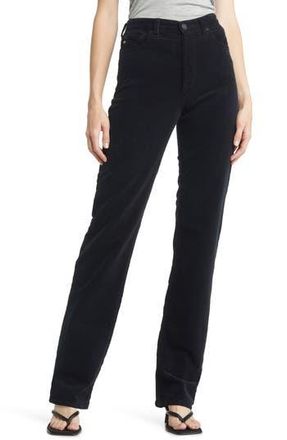 AG - Adriano Goldschmied Alexxis High Waist Extended Straight Leg Corduroy Pants in Super Black at Nordstrom Rack, Size 23