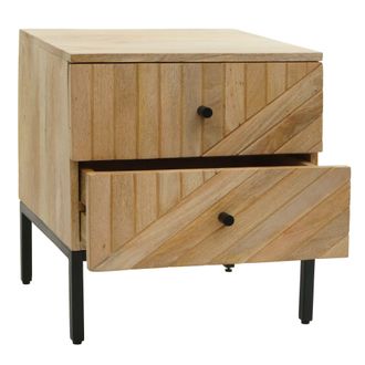 Hhg Mesilla De Noche Hhg 181, Mesilla De Noche Armario, Caj&oacute;n Madera De Mango 51x45x40cm Certificado Mvg, Natural