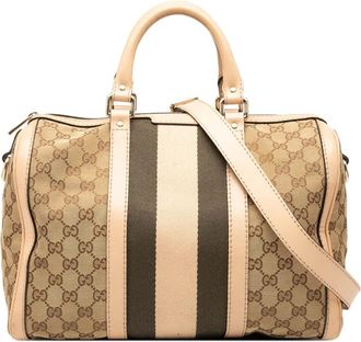 Gucci Borsa a tracolla Joy Boston media in tela GG con decorazione Web 2000-2015 - Marrone