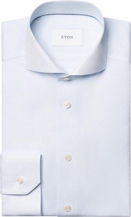 Eton Slim Fit Semi Solid Signature Twill Shirt - Heren - Zakelijke Overhemden - Blauw - S - Katoen - Overhemden