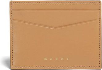 Marni logo-print leather cardholder - women - Calf Leather - One Size - Brown