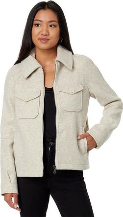 Avec Les Filles Relaxed Zip Front Jacket Womens Clothing Bone : SM, Polyester/Viscose