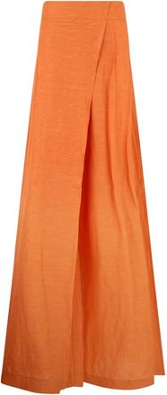 Alberta Ferretti Lange Wijde Rok - Dames - Wijde Broeken - Oranje - XL - Katoen - Broeken