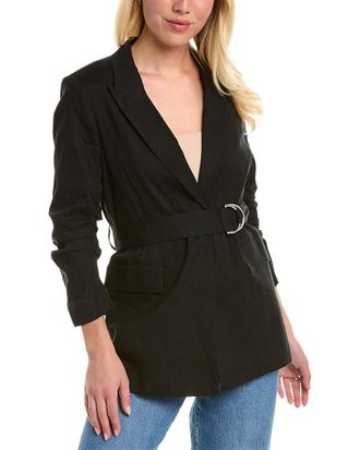 Derek Lam Harrison Gathered Sleeve Linen-Blend Blazer