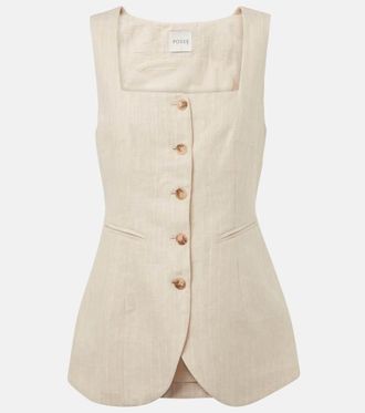 Possé Lucille pinstripe linen vest