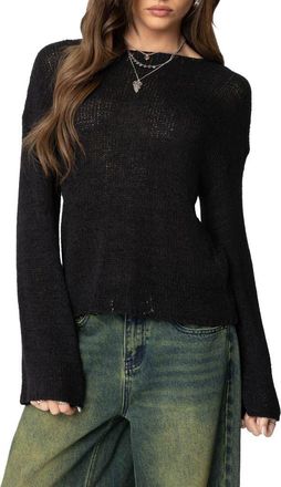 Edikted Relaxed Lightweight Sweater in Black at Nordstrom, Size X-Large