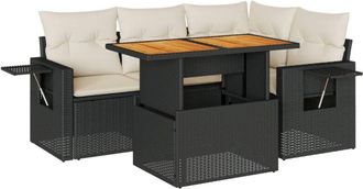 vidaXL Vidaxl - Set De Muebles De Jard&iacute;n 5 Pzas Y Cojines Rat&aacute;n Sint&eacute;tico Negro