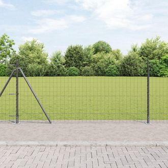 Berkfield Home Euro Fence with 7 Flanged Posts 1x10 m Galvanised Steel in Grey
