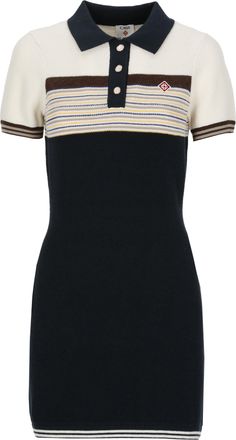 Casablanca Blue Cafe Stripe Printed Mini Dress