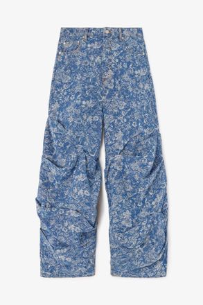 Ganni Blue Draped Jeans in Tapestry - Size 27 Organic Cotton