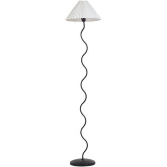 Beliani Beliani - Metal Floor Standing Lamp Light Plastic Pleated Lamp Shade Black and White Jikawo