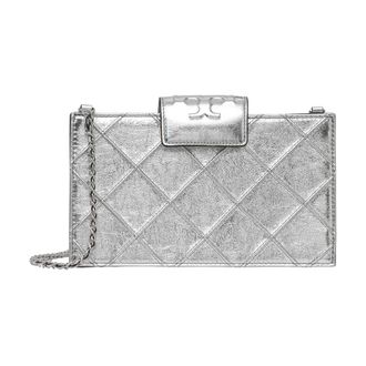 Tory Burch Tory Burch, Wallets & Cardholders, female, Gray, Size: ONE SIZE Mini Fleming Metallic Crossbody