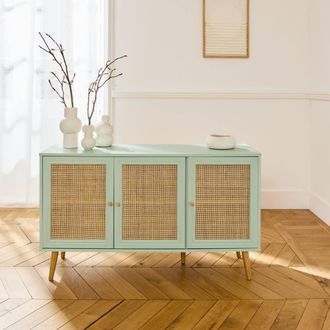 Sweeek 120cm Sideboard Cabinet With Wooden Effect in Light Green