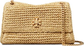 Tory Burch Mini Kira Turnlock Straw Convertible Shoulder Bag in Natural at Nordstrom