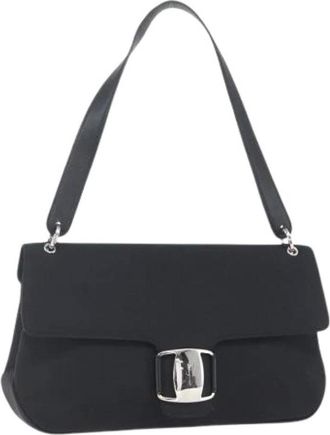 Ferragamo Pre-owned Shoulder Bags, female, Black, Size: ONE SIZE Pre-owned Nylon Shoulder Bag