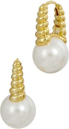 Savvy Cie Jewels Fluted Faux Pearl Drop Earrings in Gold at Nordstrom Rack