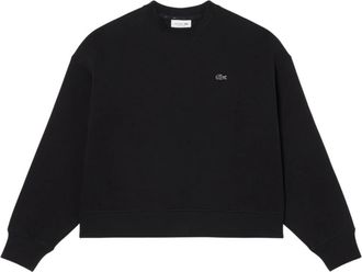 Lacoste Hoodies & sweatvesten, Dames, Zwart, L, Katoen, Oversized Double-Face Jersey Sweatshirt