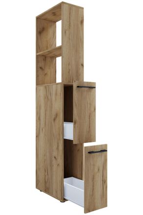 MID.YOU Mid.you Hochschrank, Honigeiche, Metall, 1 F&auml;cher, 2 Schubladen, 25x183x50 cm, stehend, Badezimmer, Badm&ouml;bel, Hochschr&auml;nke