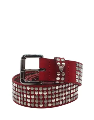 HTC Bordeaux Leather Belt with Iconic Studs and Metal Buckle