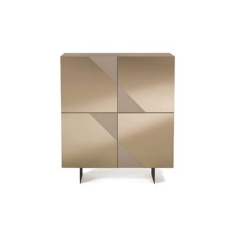 MondoViro Aparador de 4 puertas con espejo beige 140x50 h140 cm