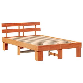 Berkfield Home Bed Frame with Headboard Wax Brown 120x190 cm Solid Wood Pine
