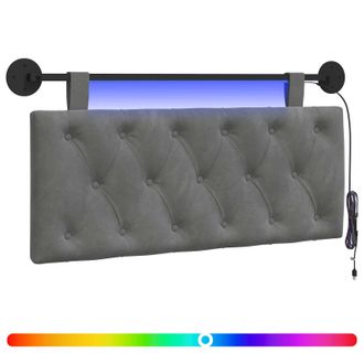 vidaXL Cabecero Colgante Con Luz Led Gris Oscuro Terciopelo Vidaxl