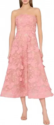 Milly Petunia Lace Midi Dress In Rose Quartz