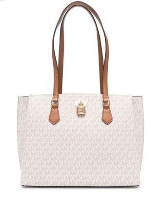 Michael Michael Kors monogram-pattern large tote bag - women - Calf Leather - One Size - Neutrals
