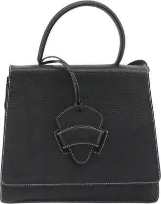Loewe Barcelona Top Handle Leather Black Leather Handbag (Pre-Owned)