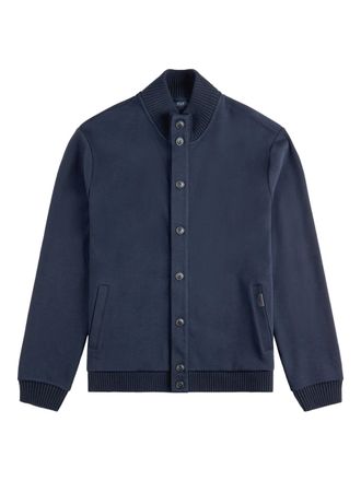 Fay Navy Blue Bomber Ribbed Detail Jacket