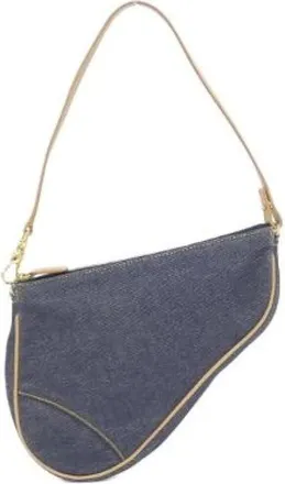 Dior Pre-owned Shoulder Bags, female, Blue, Size: ONE SIZE Pre-owned Saddle Denim Shoulder Bag