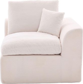 Urban Meuble Sill&oacute;n de tela de pana beige con coj&iacute;n
