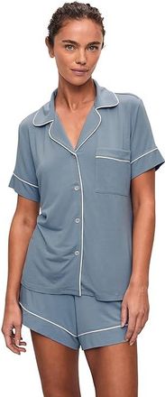 Eberjey Gisele Relaxed Short PJ Set Womens Pajama Sets Faded Denim/Ivory : LG, Spandex/Modal