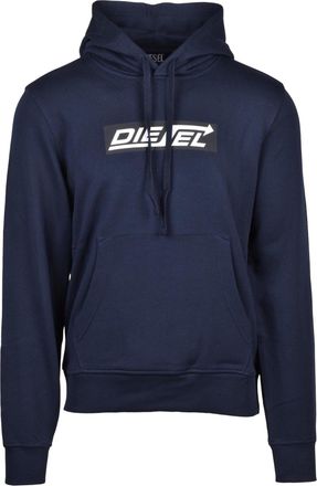 Diesel Blue Cotton Logo Hoodie