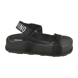 Moschino Flat Sandals, female, Black, 3 UK, Flat Sandals